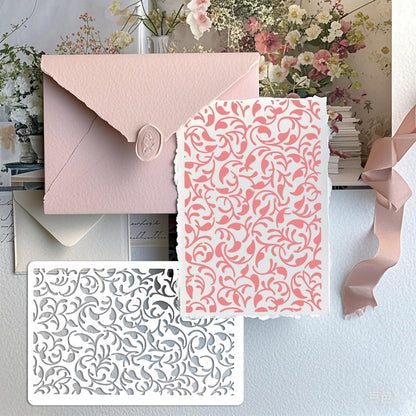 19pcs Stencils for Crafts Reusable Musical Notes Brick Branches Floral Texture Dot Background Template Drawing Layering Stencils for Painting on Wood Scrapbook Furniture Paper Card Decor(crafts19)