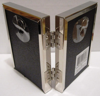 EXP Silver Hinged Double Folding Metal Picture Frame - 2x3 Tabletop or Wall Hang
