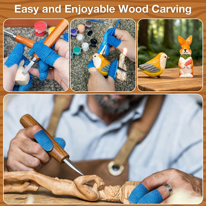 Wood Carving Kit, 37pcs Wood Carving Tools with 12 Color Paint, Wood Whittling Kit with 4pcs Templates & Users Guide for Beginners37Pcs Wood Carving Kit with Storage Bag