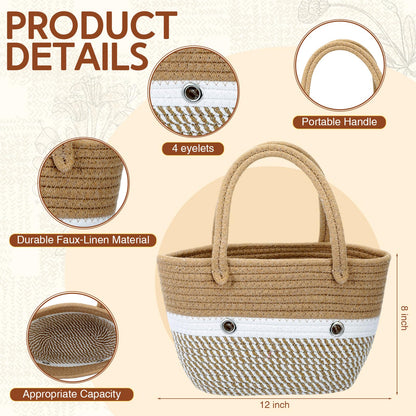 Tudomro Portable Crochet Bag Organizer, Yarn and Needles Straw Tote Basket, Knitting Storage Tote Bag with Grommets, Woven Bags Knitting Accessories for Small Projects, Gifts for Crochet Lovers