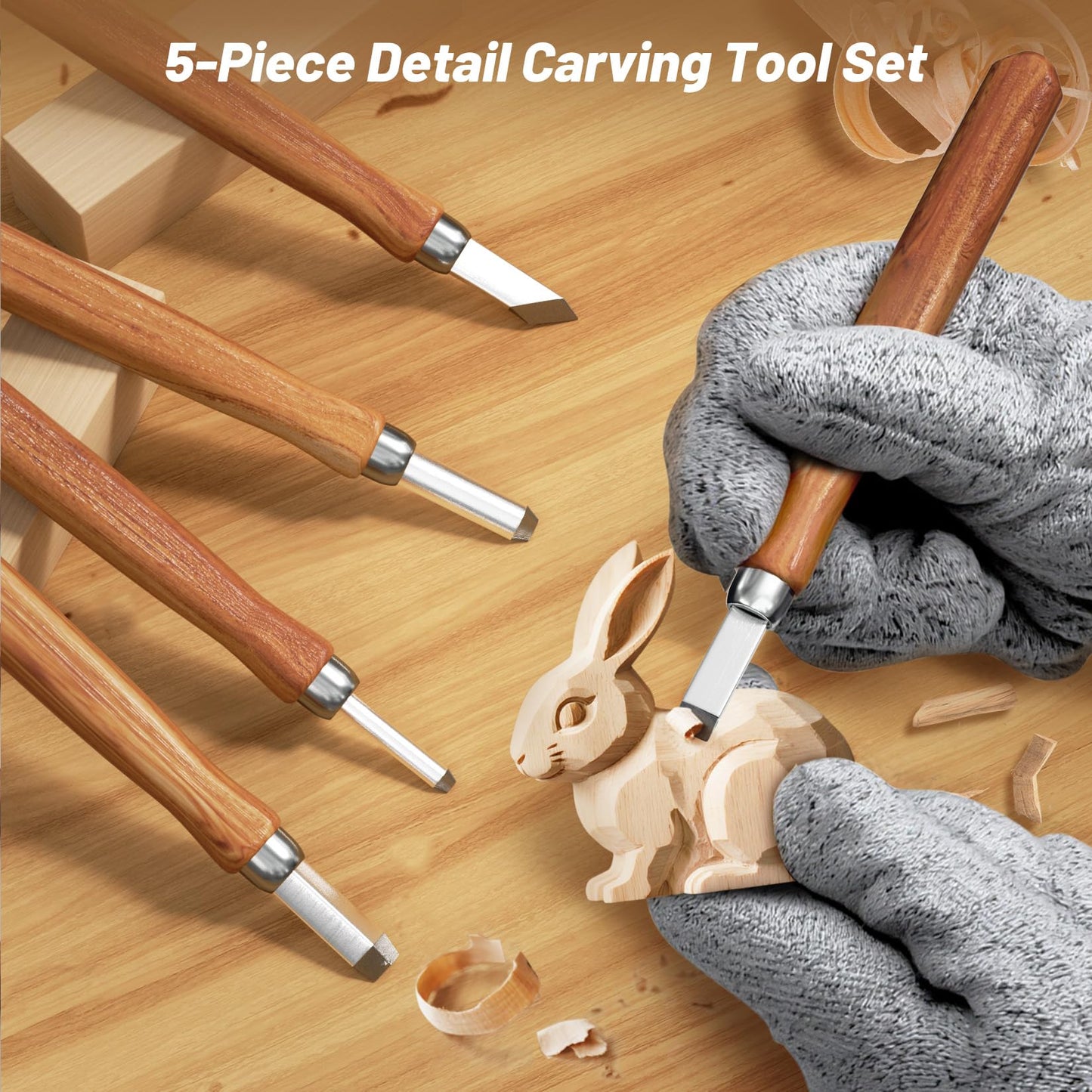 Wood Carving Kit, Wood Carving Tools Set with Carving Knives Detail Knives Basswood Blocks Gloves Polishing Compound Coloring Set, Wood Whittling Kit for Beginners DIY Hobbies for Adults