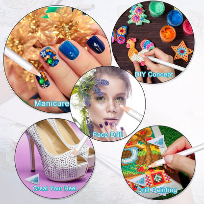 Maitys 22 Pieces Wax Pencil for Rhinestones Wax Picker Pencil Set for Rhinestones Nail Art Gem Dotting Crystal Pick up Tools with Pick up Tweezers Sharpener and Triangular Plate