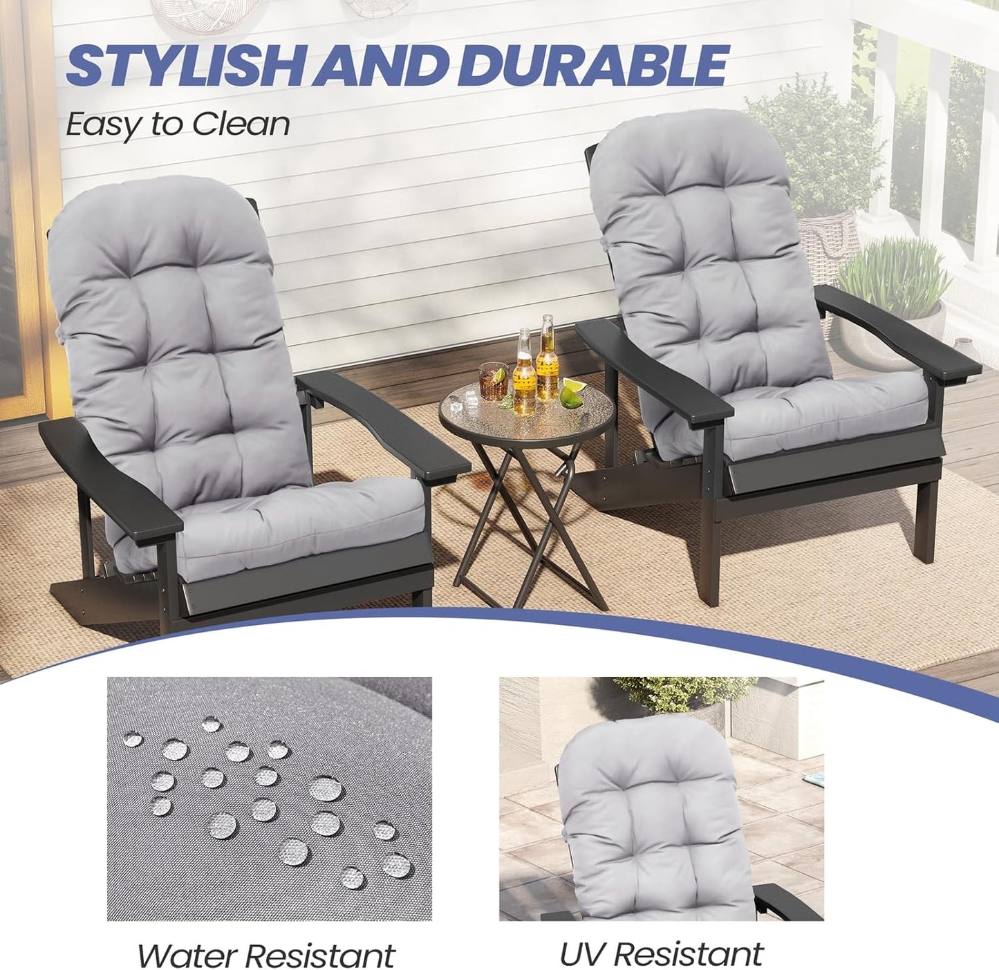 50x20x4 Inch, Crestlive Products Adirondack Chair Cushion, Outdoor Rocking Chair Cushion Water Resistant High Back