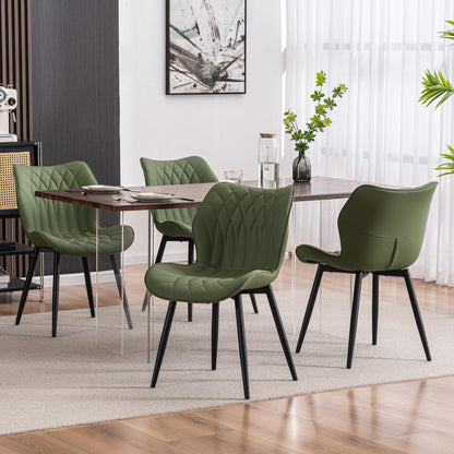 Kidol & Shellder Dining Chairs Set of 2, PU Leather Upholstered Kitchen Chairs with Back Armless, Mid Century Modern Side Chair for Dining Room, Living Room, Lounge, Restaurant, Bean Green