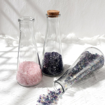 Magic Season Decorative Glass Bottles with Cork Stoppers (350 ml Tapered Bottles / 2 Pcs)
