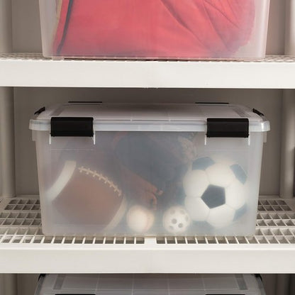 IRIS USA 62.8 Quart Plastic Storage Bins - Durable Lids & Secure Latching Buckles | 4 Pack