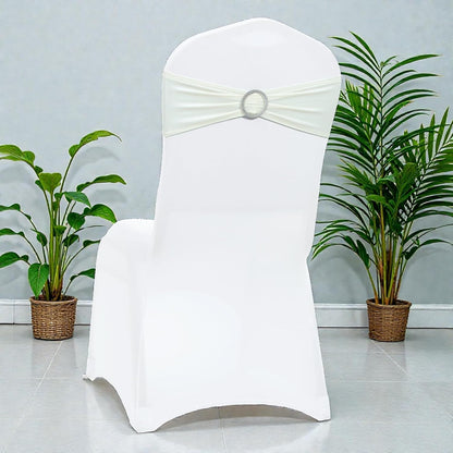 MDS Spandex Chair Sashes - Universal Fit Elastic Stretch Bands with Buckle for Weddings | Ivory, 250 Pack