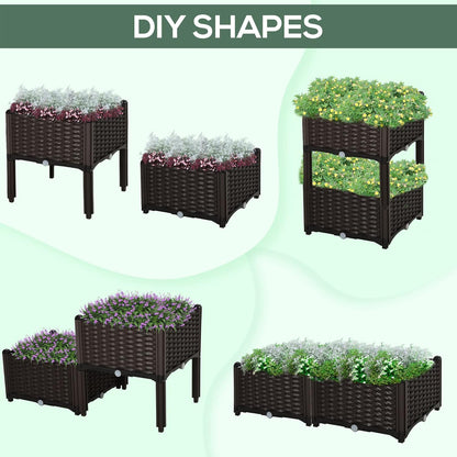 2 Outsunny Piece Raised Garden Bed with Legs, Planter Box Raised Bed to Grow Flowers, Herbs & Vegetables, Brown