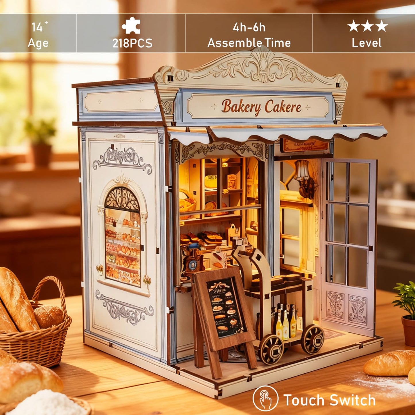 Qvtekn Book Nook Kits for Adults - DIY Miniature Bakery & Patisserie Dollhouse |Cozy 3D Wooden Puzzle, a Thoughtful Gift for Easter,St. Patrick’s Day, Holidays, Family, Friends, Girlfriend&Classmates