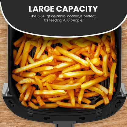 NEWBULIG Air Fryer, 6QT Square Airfryer with Visual Window, 400℉ Fast Heating Air Fryers Oven with Timer, Auto-Off, Non Toxic & Non Stick, Multiple 12 Modes for Roast, Bake, Dehydrate, Fry, Reheat