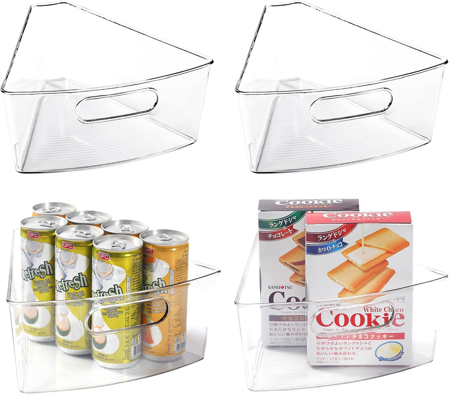 26" 4 Packs, 1/8 Leeden Lazy Susan Organizer for Diameter Corner Lazy Susan, Plastic Kitchen Cabinet Storage Bins