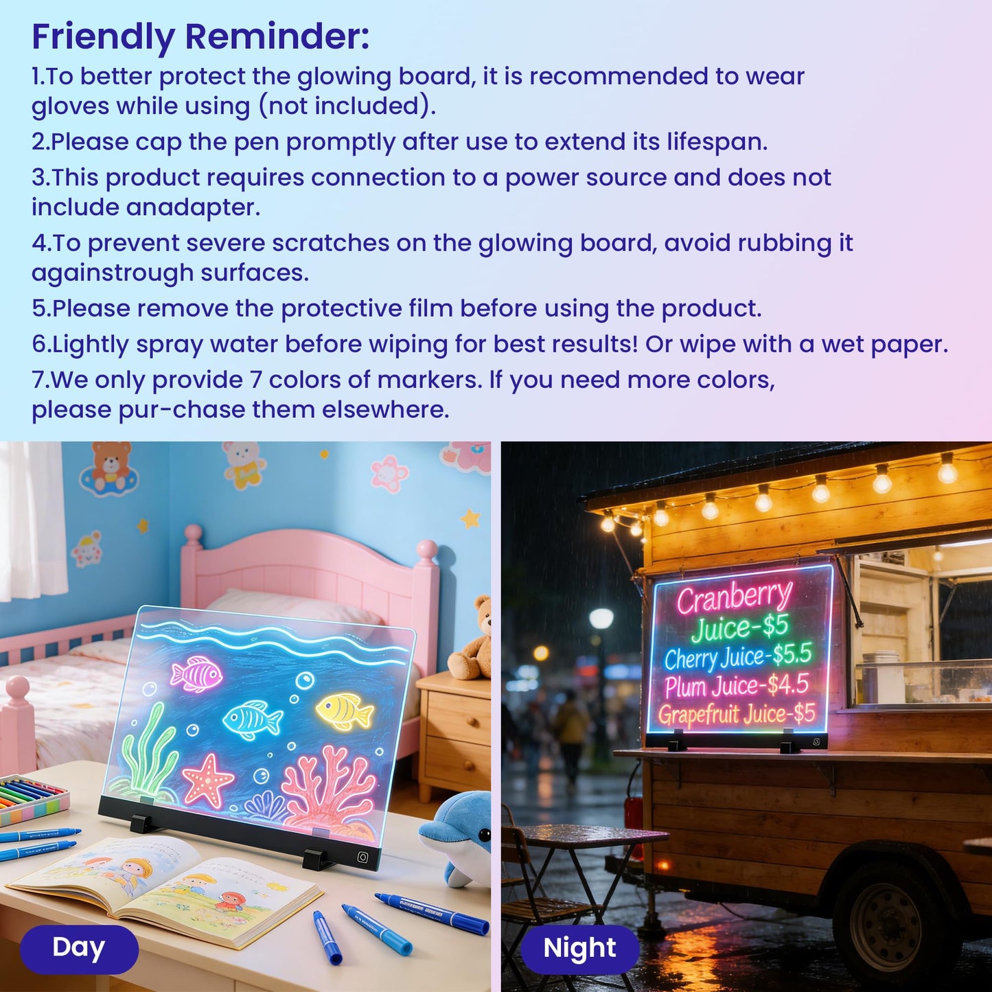 16 Inch LED Drawing Board for Kids - Light Up Doodle Board with 7 Colors Glow Effect, Dry Erase Drawing Tablet with Stand & Tracing Book, Birthday Gifts for Girls Boys Ages 4-12