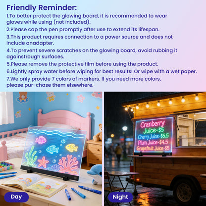 16 Inch LED Drawing Board for Kids - Light Up Doodle Board with 7 Colors Glow Effect, Dry Erase Drawing Tablet with Stand & Tracing Book, Birthday Gifts for Girls Boys Ages 4-12