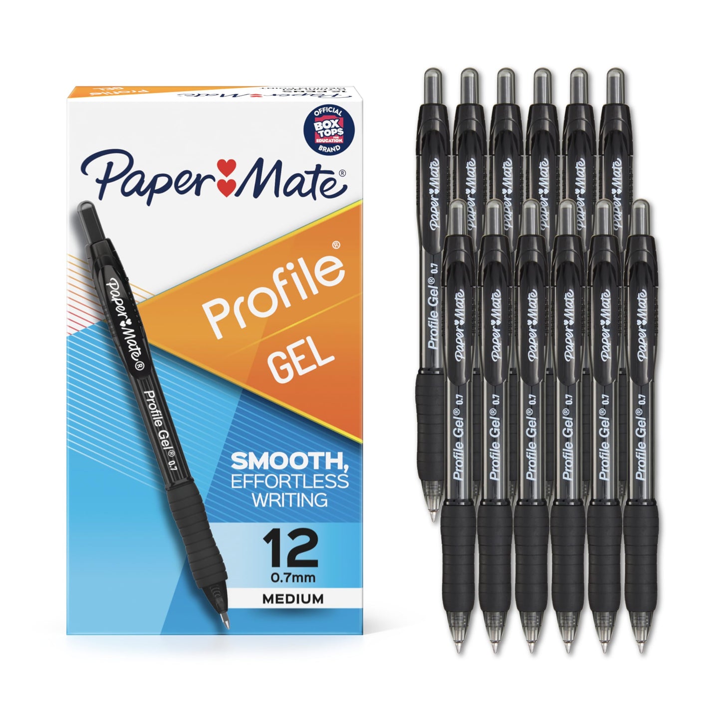 Paper Mate Gel Pen Profile Retractable Pen 0.7mm Black 12 Count
