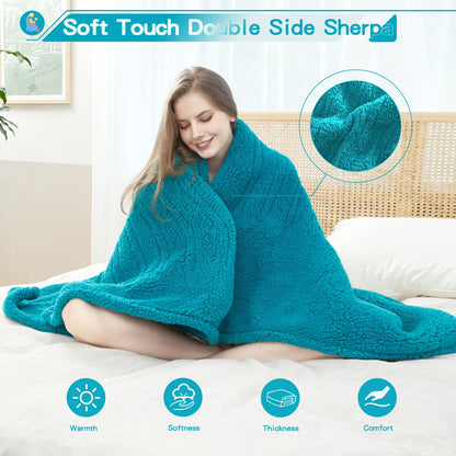 Heated Throw Blanket Double Sided Sherpa, Soft Heating Electric Blanket for Bed, Automatic Safety System, 6 Heating Levels & 4 Hours Auto-Off, 50"x60" Arctic Grey