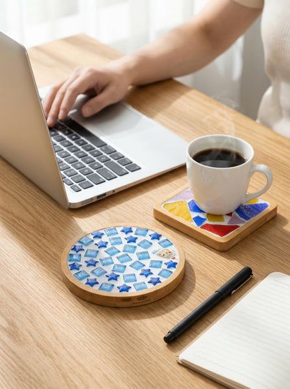 Sloaxido 4 Set DIY Mosaic Coaster kit Mixed Colors DIY Glass Mosaic Tiles for Crafts Drinking Cup Coaster Handmade Craft Set Mosaic Tile Housewarming Christmas Birthday Gift