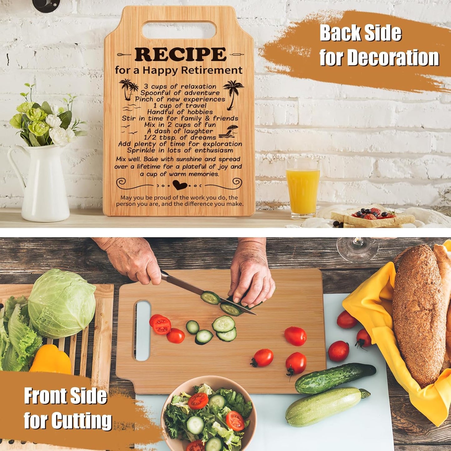 Retirement Gifts for Women - Retired Cutting Board Gifts for Her, Female Friends, Nurse, Coworker, Teachers, Boss