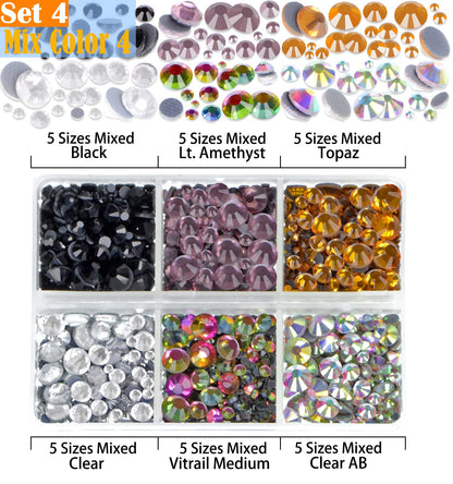LPBeads 10000pcs Hotfix Rhinestones Flatback Glass Crystal 24 Mixed Color Rhinestone with Tweezers and Picking Pen for Crafts Clothes Nail Art