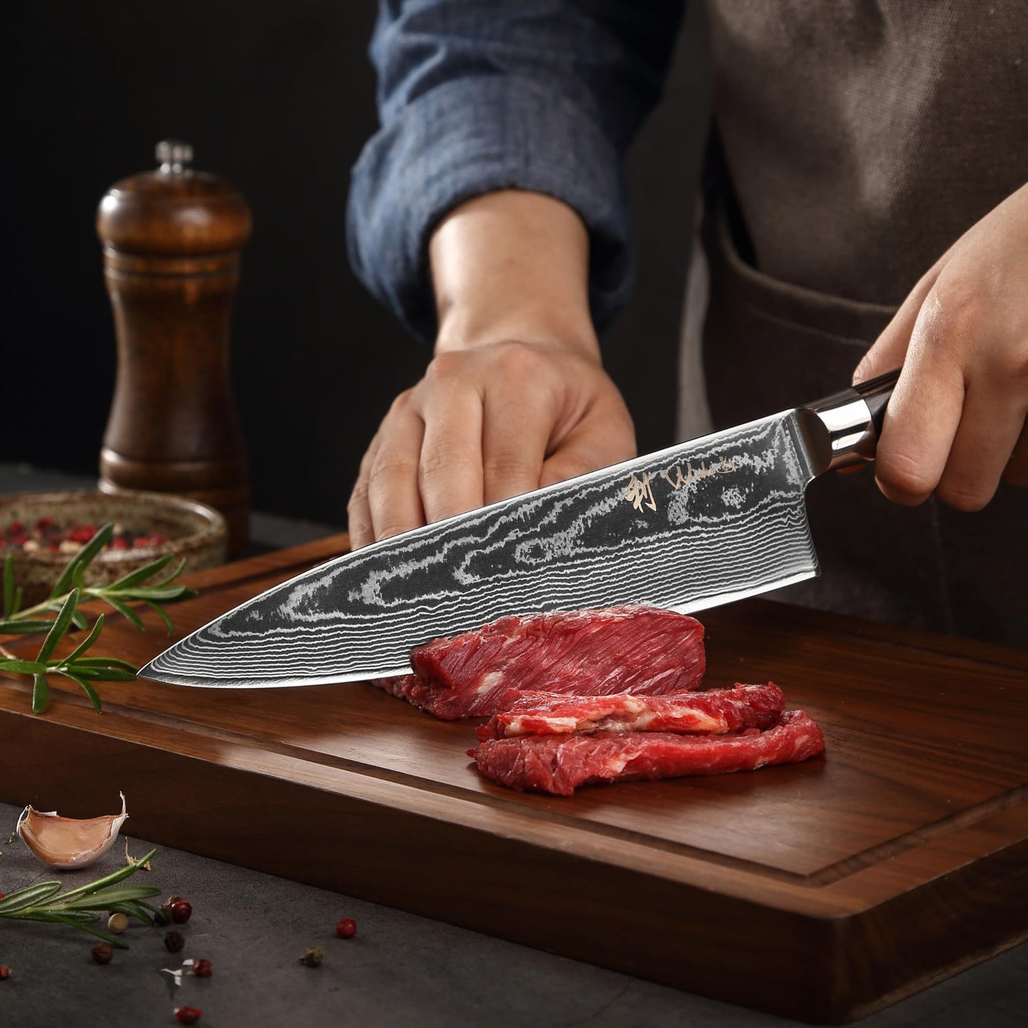 Wakoli EDIB Essentials 3-Piece Damascus Knife Set – Professional Chef's Knives with VG10 Core & 67-Layer Damascus Steel Blades, Ergonomic Pakkawood Handles – Premium Kitchen Knives in Elegant Gift Box