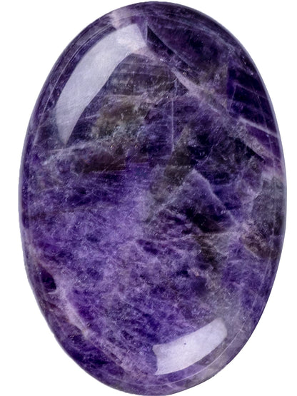 UFEEL Amethyst Palm Stone Crystal Natural Chakra Therapy Polished Healing Crystal Oval Pocket Gemstone for Anxiety Stress Relief