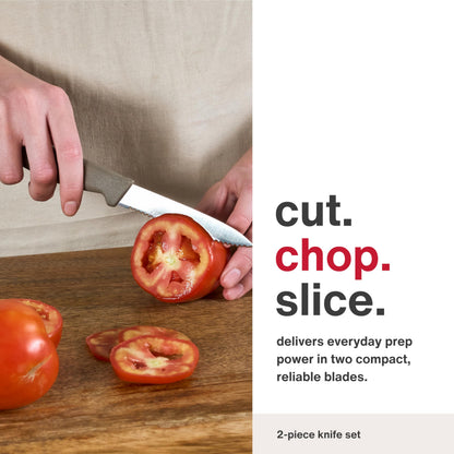 Zyliss 2-Piece Kitchen Knife Set - Stainless Steel Utility & Paring Knives - Soft Grip Handles & Sheath Covers - Durable & Sharp Cooking Blade for Everyday Use