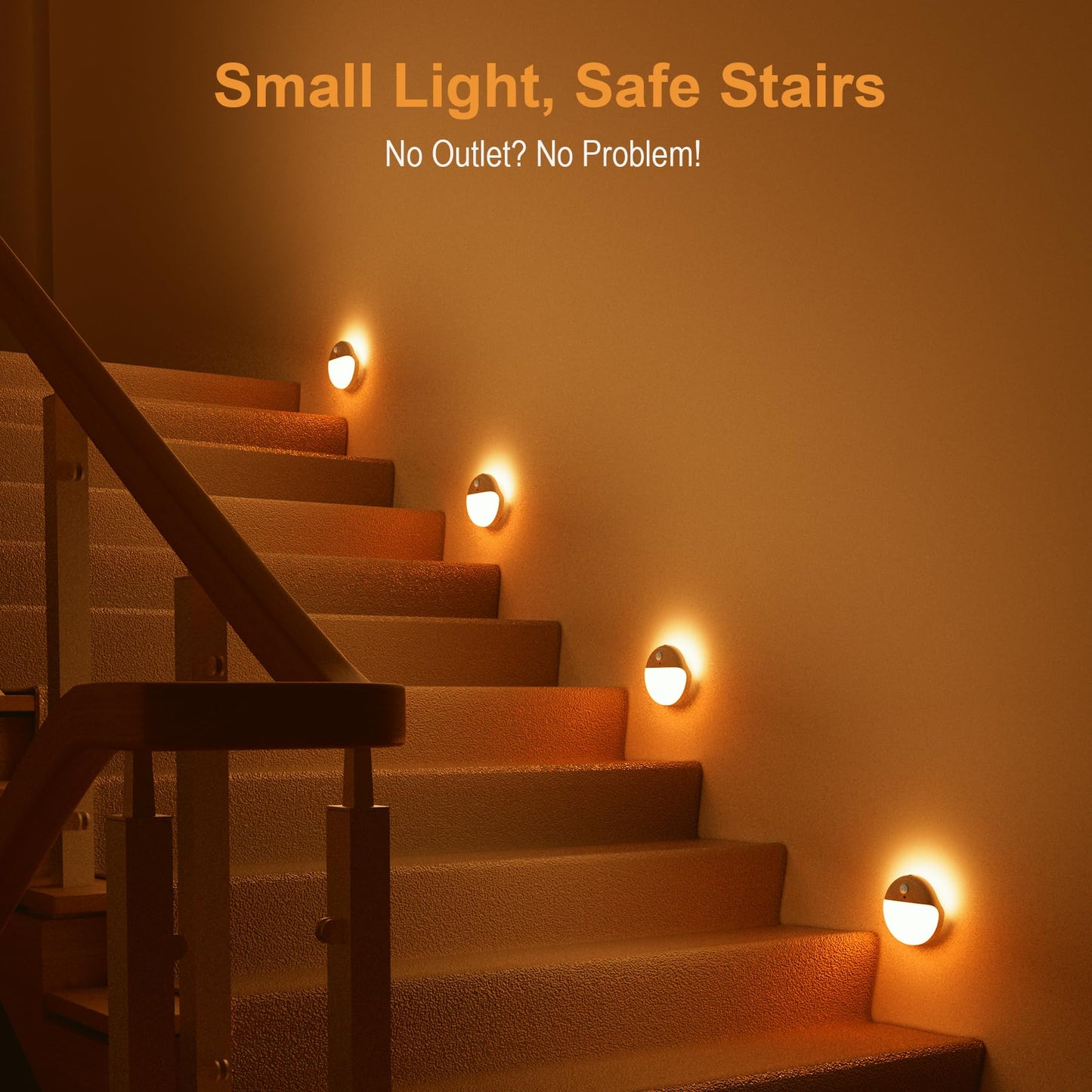 YUNLEX 2 Pack Motion Sensor Night Light, 2 Light Sources, 3 Light Modes, Night Light for Stairs, Bathroom, Bedroom, Hallway, Kitchen, Amber