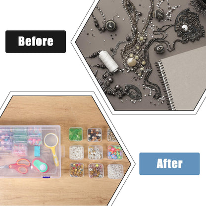 PercyEffie 3 Pack Bead Organizer Box,135Pcs Small Clear Storage Boxes with 3 Ppcs Labels, Mini Clear Storage Containers Boxes with Hinged Lid Jewelry DIY Bracelet Screws Seeds Small Parts