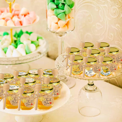 Lids-1.5oz,48 pack GIVAMEIHF Mini Glass Honey jars with Honey Jars,Small Honey Jar with Dipper,Thank You Tags,Jutes