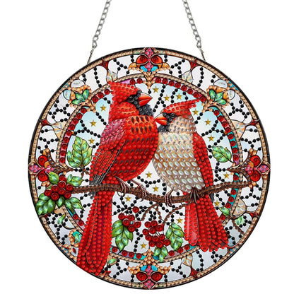 STGLCR Diamond Painting Cardinal Ornament 5D Bird Wreath DIY Diamond Art Animal Handmade Pendant Mosaic Making Kits by Number Kits Home Decoration Pendant Single Sided Spot Drill Double Sided Pattern