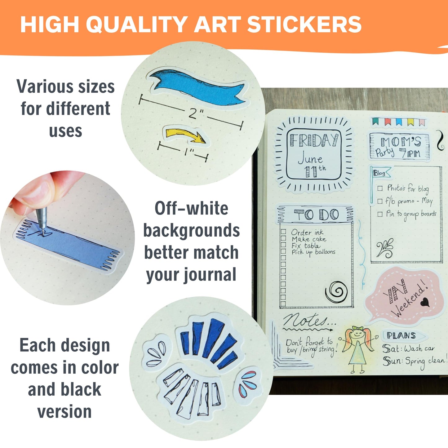 Ultimate Design Elements Planner Stickers Set - Value Pack of 24 Sheets - Clear Stickers, Banners, Arrows, Mandala Coloring - Cute Supplies and Accessories for Bullet Dotted Journals or Scrapbooking