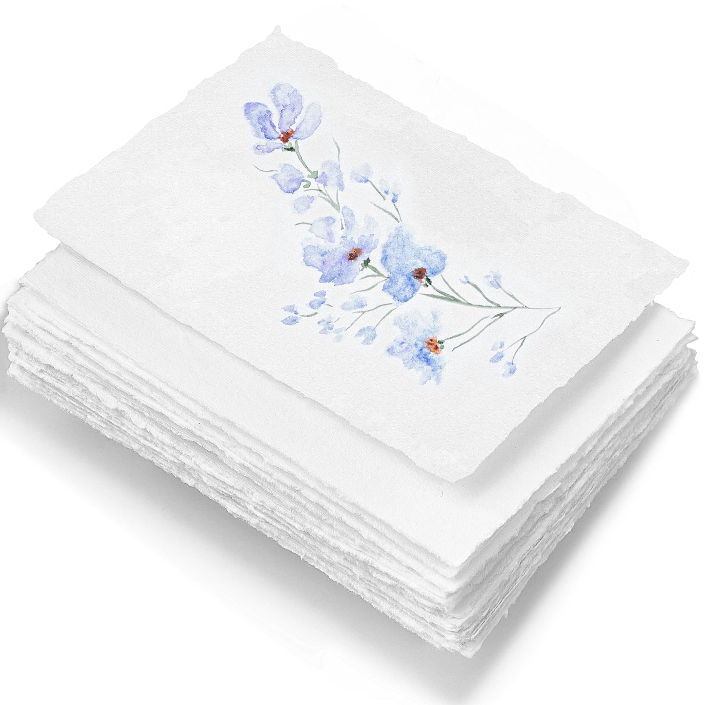 Wanderings Handmade White Deckle Edge Blank Paper - 4" x 6" - Pack of 50 - Watercolor/Mixed Media Paper - Save the Date Invitations Greeting Cards Notes DIY Arts Crafts - Thick 150 GSM