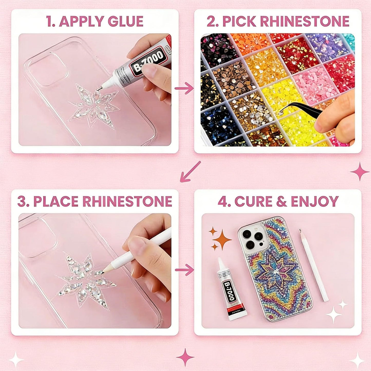 48000Pcs Resin Jelly Rhinestones for Bedazzling,40 Colors 3mm Flatback Gems Bedazzling Kit with 3Pcs 10ml B7000 Glue for Clothing Nail Art Shoes Crafting Makeup (40 Colors+3 Pcs Glue)