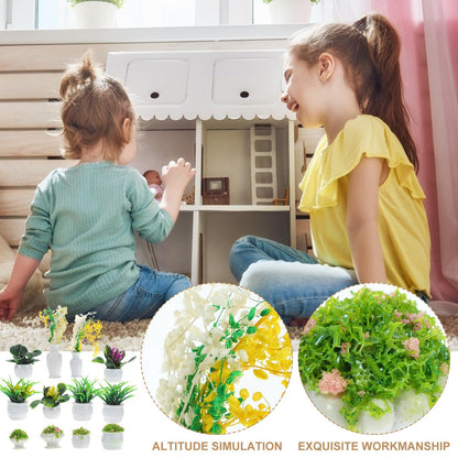 Toyvian 1:12 Dollhouse Miniature Potted Plants, 13pcs Tiny Faux Greenery Bonsai Models Miniature Fairy Garden Accessories Ornaments Doll House Decor Set for DIY Projects Collectors