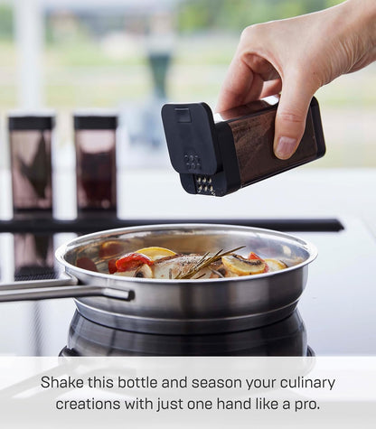 YAMAZAKI Home Spice Shaker Jar, Seasoning Container Bottle, Plastic, One Size, Black