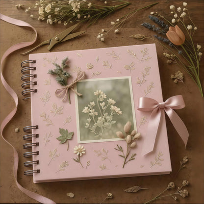 MARCADORUS Pink Scrapbook Album, 8" x 8" Scrap Book 30 Sheets (60 pages), Memory Book & Photo Album for Wedding Guest, Baby Shower, Valentines, Engagement | Scrapbooking Supplies.