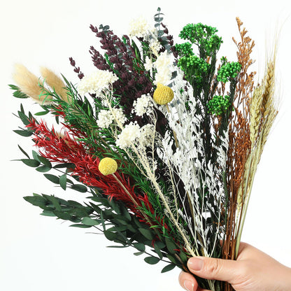 Natural 12 Kinds Dried Flowers Set, 16" Floral Arrangements with Eucalyptus, Bunny Tails, Wheat, Lavender, Rustic Boho Wedding, Home Centerpiece Decorations, Handmade for DIY Crafts, Fall Table Décor