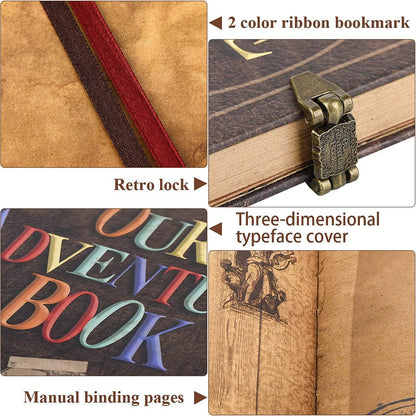 Our Adventure Book 146-Page DIY Handmade Scrapbook, Embossed Leather Cover - Ideal for Memories, Anniversary, Wedding, and Best Friend Gift - Inspired by the 'Up' Saga(Ball - Our Adventure Book)