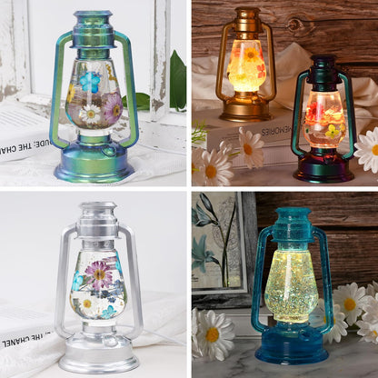 Actvty Oil Lamp Resin Molds Set, Hurricane Lamp Silicone Mold for Resin Casting, Epoxy Light Molds with 3pcs LED Lights DIY Retro Lantern Indoor Oil Lamps for Table Fireplace Home Decoration