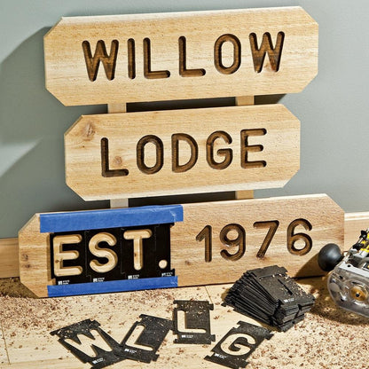 Rockler Router Letter Template Set (3-3/8” - 99 Pieces) – State Park Font Letter Router Template – Interlocking Sign Making Templates w/Letters, Numbers, Symbols - Interlock Signmaker's Templates