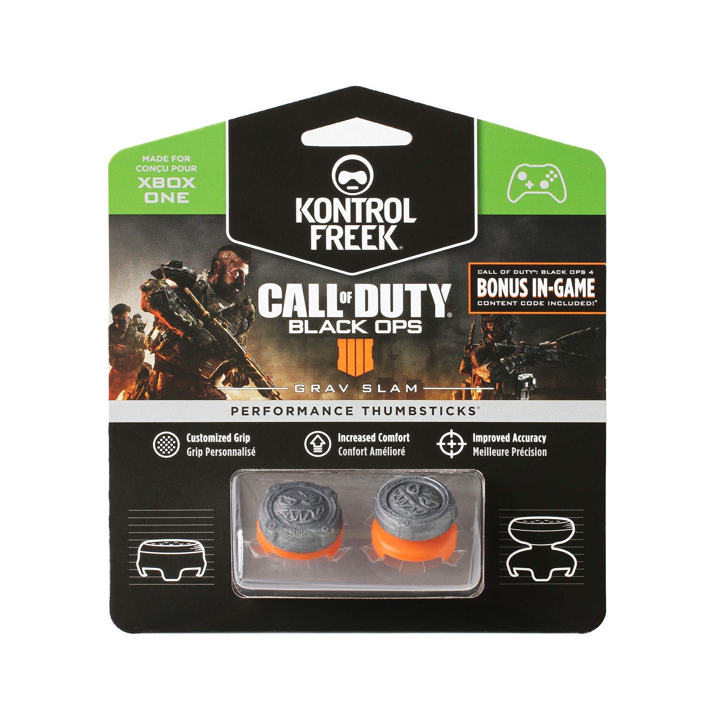 KontrolFreek Call of Duty: Black Ops 4 Grav Slam for Xbox One and Xbox Series X Controller | Performance Thumbsticks | 1 High-Rise Convex, 1 Mid-Rise Convex | Gray/Orange