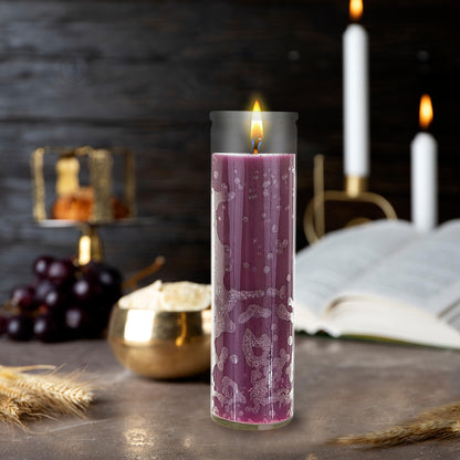 Mega Candles 6 pcs Unscented Purple 7 Day Glass Container Devotional Prayer Candles, Premium Wax Candle 2 Inch x 8 Inch, Sanctuary, Vigils, Prayers, Blessings, Religious, Memorials, Remembrance