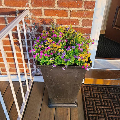 Ageomet 9pcs Spring Flowers, Artificial UV Resistant Plastic Flowers for Home Decor, Cemetery Decoration