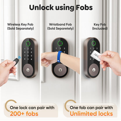 Keyless Entry Fingerprint Deadbolt Smart Lock: Digital Front Door Keypad with App Control, Electronic/Electric Deadbolt with Fingerprint & Code Access, Auto Locking, Easy to Install (Bright Brass)