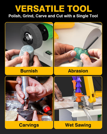 PYY Lapidary Saw - Jewelry Rock Saw w/Upgraded Diamond Blades & Woodworking Blade, 0-10000 RPM for Cutting Rocks & Polishing, DIY Art Project Lapidary Equipment, Yellow