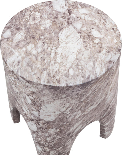 Meridian Furniture 99054Brown-ET Foligno Collection Art Deco Indoor/Outdoor Concrete End Table with Brown Marble Finish, 14" W x 14" D x 18" H, Brown