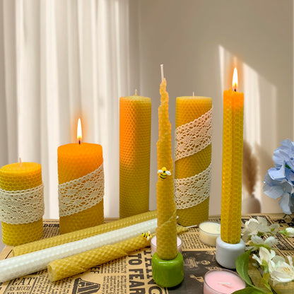 Lacaser Beeswax Candle Making Kit, 10pcs 8"x 8" 100% Beeswax Sheets for Candle Making -Include Bee Ornaments, Lace, Cotton Wicks & Hemp Rope, DIY Candles Making Supplies