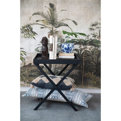 Creative Co-Op Cotton Printed Oversized Lumbar Pillow with Embroidery