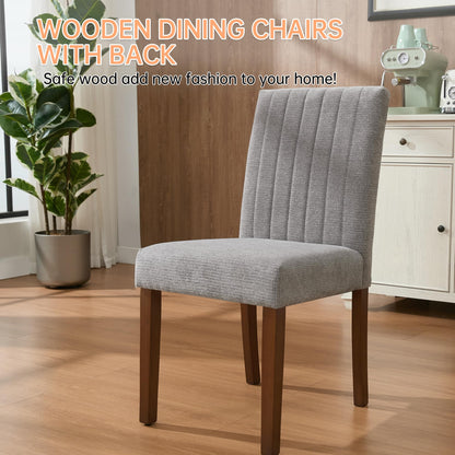 Garvee Upholstered Dining Chairs Set of 4, Button Tufted Parsons Chairs with Wood Legs and Padded Seat, Modern Fabric Side Chairs for Dining Room Kitchen Farmhouse Hotel, Gray
