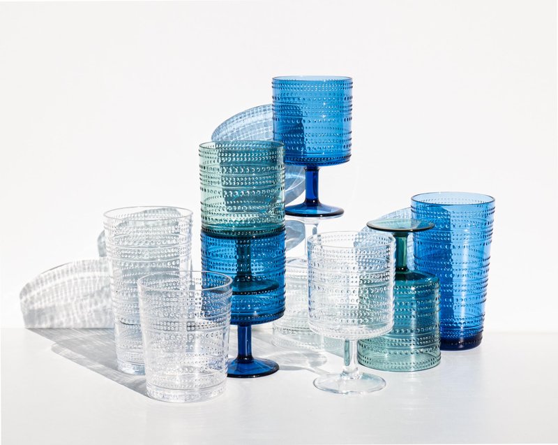 Abode Homewares Beaded 16 oz Durable Acrylic Jumbo Drinking Glasses, Shatter-Resistant and Dishwasher-Safe Indoor/Outdoor Drinkware for Water, Iced Tea, Juice, and Cocktails - Sea Green - Set of 6