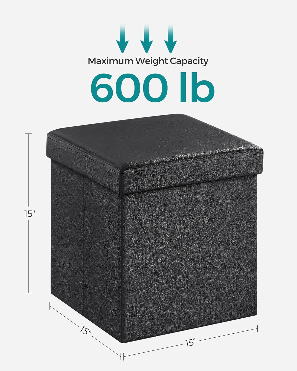 15 Inches 660 lb, ULSF101 SONGMICS MAZIE Collection - Ottoman with Storage, Footstool, Storage Ottoman, Load for Dorm